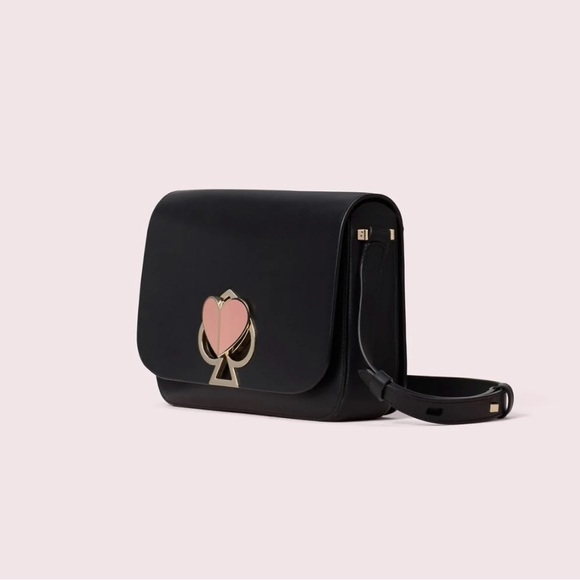 Kate Spade Nicola Black and Pink Crossbody Bag with Enameled Turnlock Closure - Picture 3 of 11
